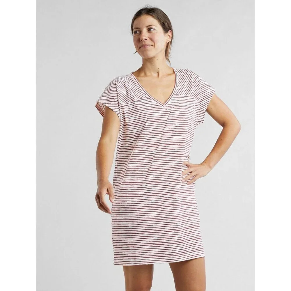 Title Nine‎ Hiolani V Neck T-Shirt Dress with Pockets in Painted Stripe Medium